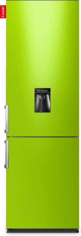 Cooler LARGEH2O-ALGRE Combi Bottom Koelkast F 196+66l Light Green Gloss All Sides Handle Waterdispenser