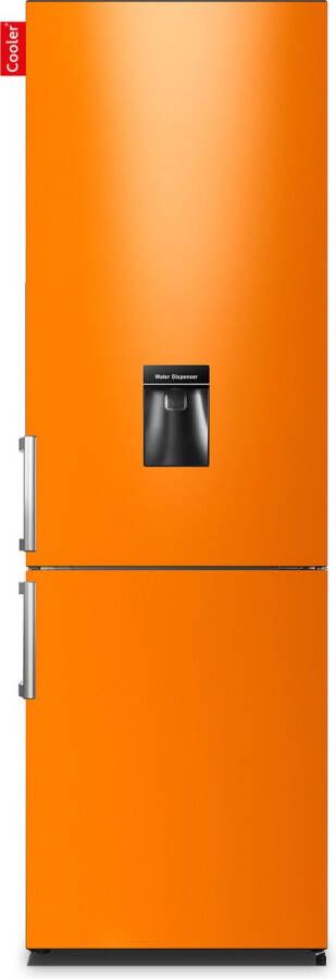 Cooler LARGEH2O-AORA Combi Bottom Koelkast F 196+66l Gloss Bright Orange All Sides Handle Waterdispenser