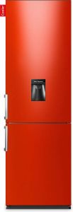 Cooler LARGEH2O-ARED Combi Bottom Koelkast F 196+66l Hot Rod Red Gloss All Sides Handle Waterdispenser