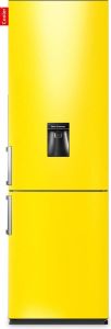 Cooler LARGEH2O-AYEL Combi Bottom Koelkast F 196+66l Lucid Yellow Gloss All Sides Handle Waterdispenser
