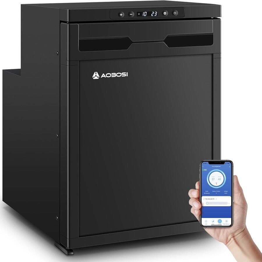 Corenia Compressor Koelkast – Mobiele Koeler – Caravan Koelkast – Camper Koelkast – Vrieskast – 45 Liter Inhoud – App-bediening & LED-verlichting