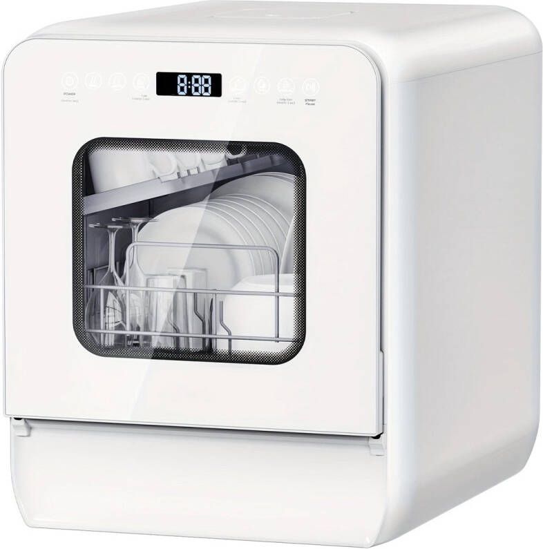 Corenia Mini Vaatwasser – Tafelmodel Vaatwasser – Kleine Vaatwasser – Compacte Vaatwasser – Mini Dishwasher – Ingebouwd 5L Waterreservoir – 7+2 Wasprogramma s & 24-Uurs Uitgestelde Start