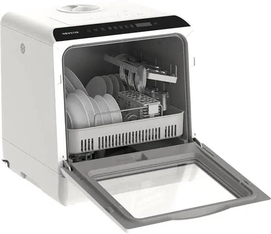 Corenia Vaatwasser Vrijstaand Slimme tafel-vaatwasser Bestekmandje voor thuiskeuken- 50Hz 900W 220V-240V APP Control Intelligent Vaatwassermachine voor keuken Wit