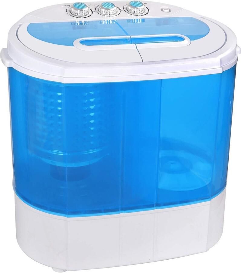 Corenia Wasmachine Compact – Mini Wasmachine – Draagbare Wasmachine – Toplader – Dubbele Wasmachine – 4 5 kg Capaciteit – Met Centrifuge & 2m Aansluitslang