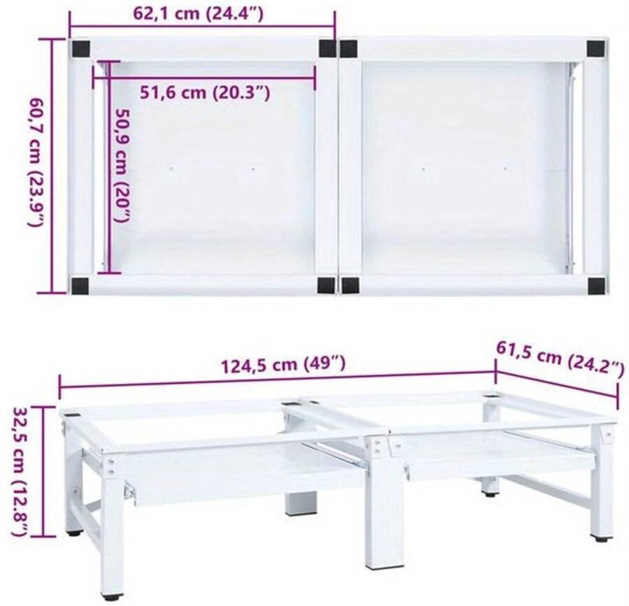 Corenia Wasmachine Onderstel – Wasmachineverhoger – Wasmachine Steun – Wasmachine Standard – Wasmachine Plint – Verwijderbare Opbergbak – Stevig & Duurzaam – Ruimtebesparend Wit Design
