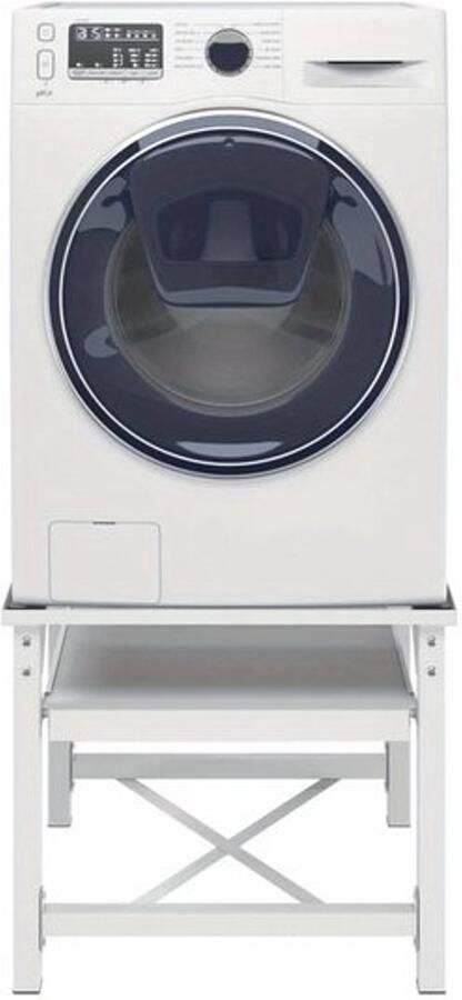 Corenia Wasmachine Verhoogstandaard – Wasmachine Onderzetter – Wasmachine Podium – Wasmachine Opzetstuk – Wasmachine Stand – Met Uittrekbare Lade – Stabiel Met Metaal En Wieltjes