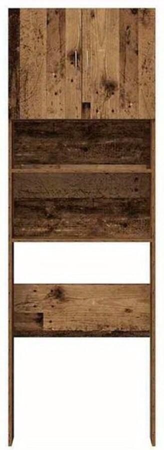 Corenia Wasmachinekast – Wasmachineombouw – Wasmachineberging – Opbergkast – Kast Voor Wasmachine – Nostalgisch Oud Hout Design – Afmetingen 64x24x190 cm – Bruin