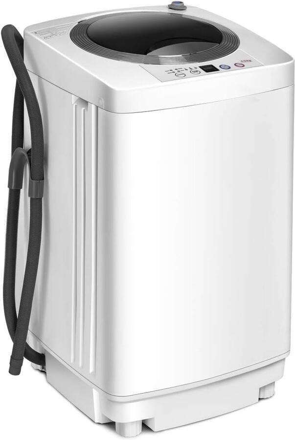 Costway Wasmachine bovenlader volautomatische campingwasmachine met centrifuge 3 5 kg ruimtebesparend 42 9 x 43 3 x 74 7 cm 730 rpm draagbaar 75 db stil 7 voorinstellingsmodi energiebesparend wit [Energieklasse E]