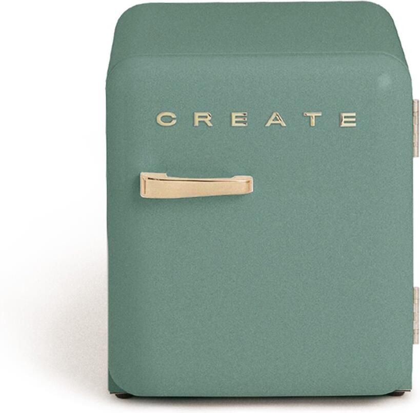 Create Koelkast in retrostijl Sage Handvat Goud FRIDGE RETRO 48L