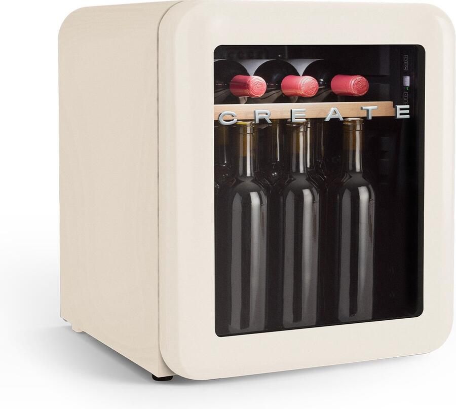 ‎CREATE WINECOOLER RETRO M Elektrische wijnkelder met 12 flessen 48L Temperatuurbereik van 4° tot 22° Beige