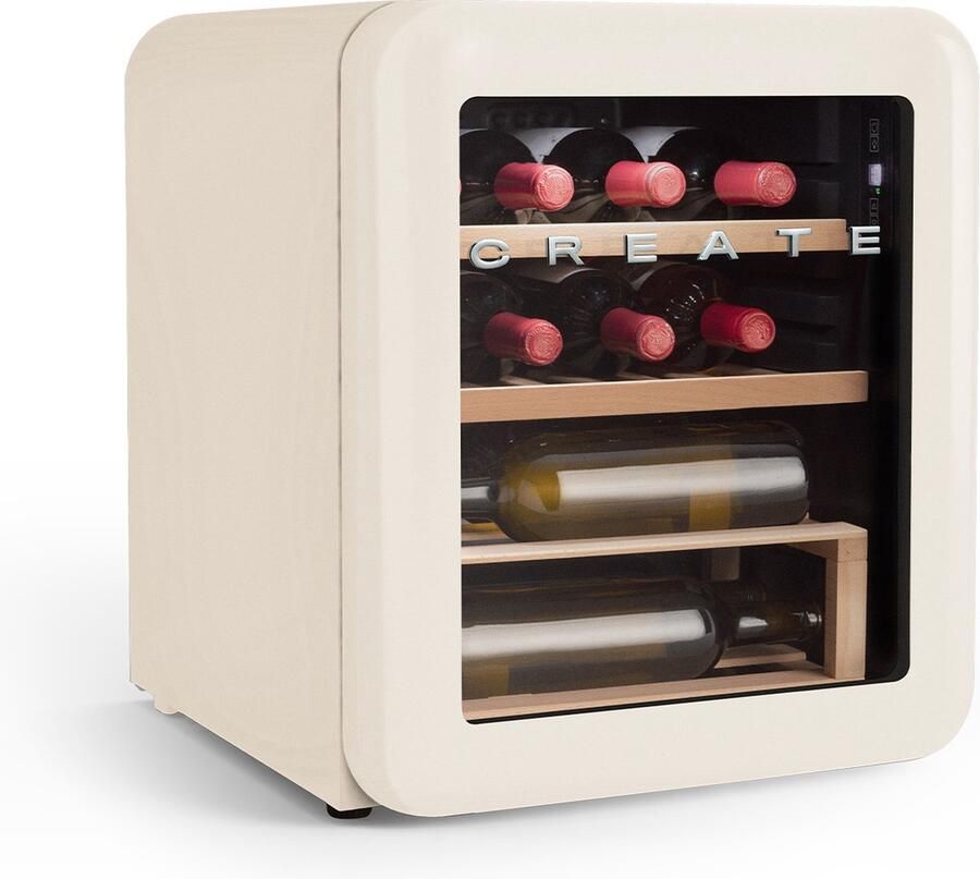 Create WINECOOLER RETRO M Elektrische wijnkelder met 12 flessen 48L Temperatuurbereik van 4° tot 22° Beige