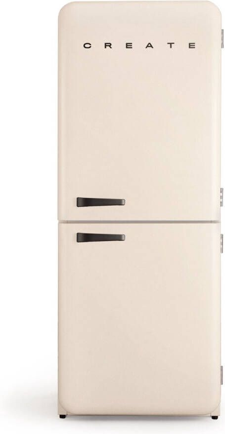 ‎CREATE Koelkast in retro stijl Gebroken wit Zwart FRIDGE RETRO COMBI 401 L