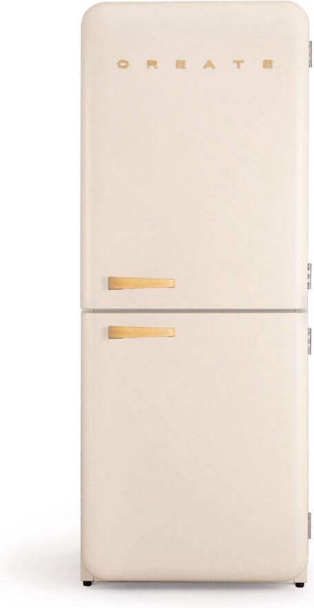 ‎CREATE Koelkast in retro stijl Gebroken wit Hout FRIDGE RETRO COMBI 401 L