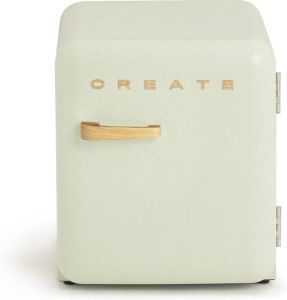 Create RETRO FRIDGE 48L WOOD Koelkast 3 Planken Groen