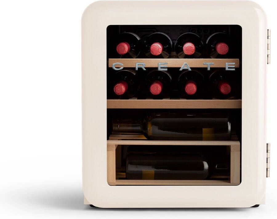 Create WINECOOLER RETRO M Elektrische wijnkelder met 12 flessen 48L Temperatuurbereik van 4° tot 22° Beige