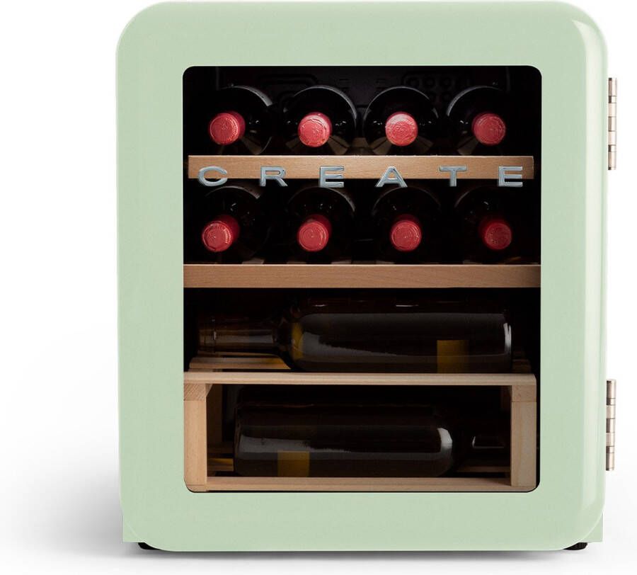 Create WINECOOLER RETRO M Elektrische wijnkelder met 12 flessen 48L Temperatuurbereik van 4° tot 22° Pastel Groen