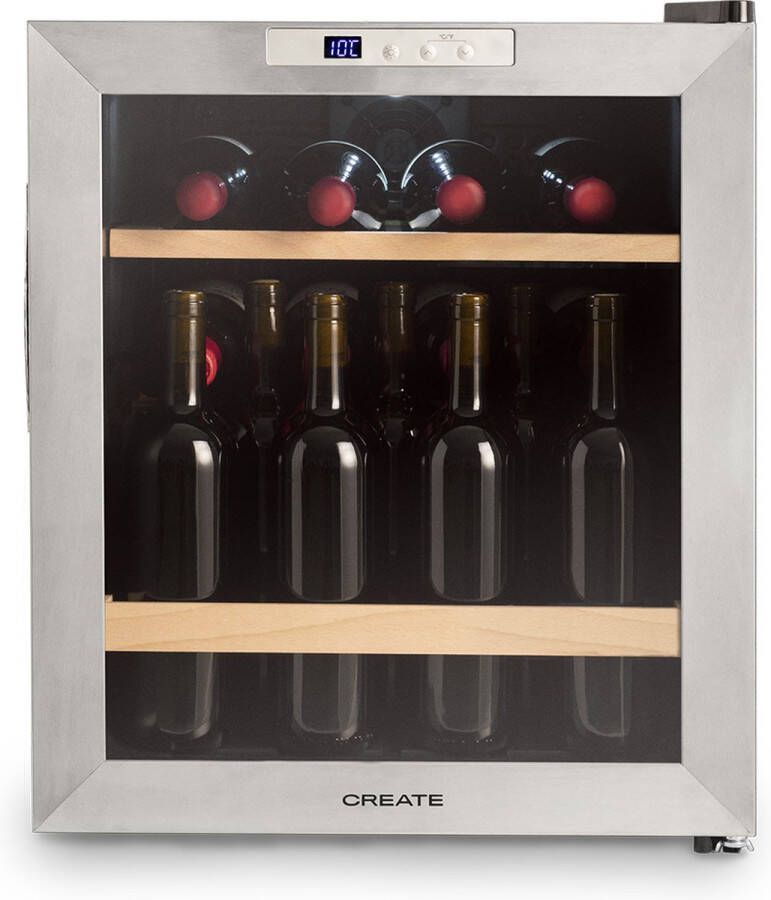 Create WINECOOLER WOOD L15 Elektrische wijnkoeler voor 12 of 15 flessen met houten planken- 4 ° C tot 18 ° C - Foto 1
