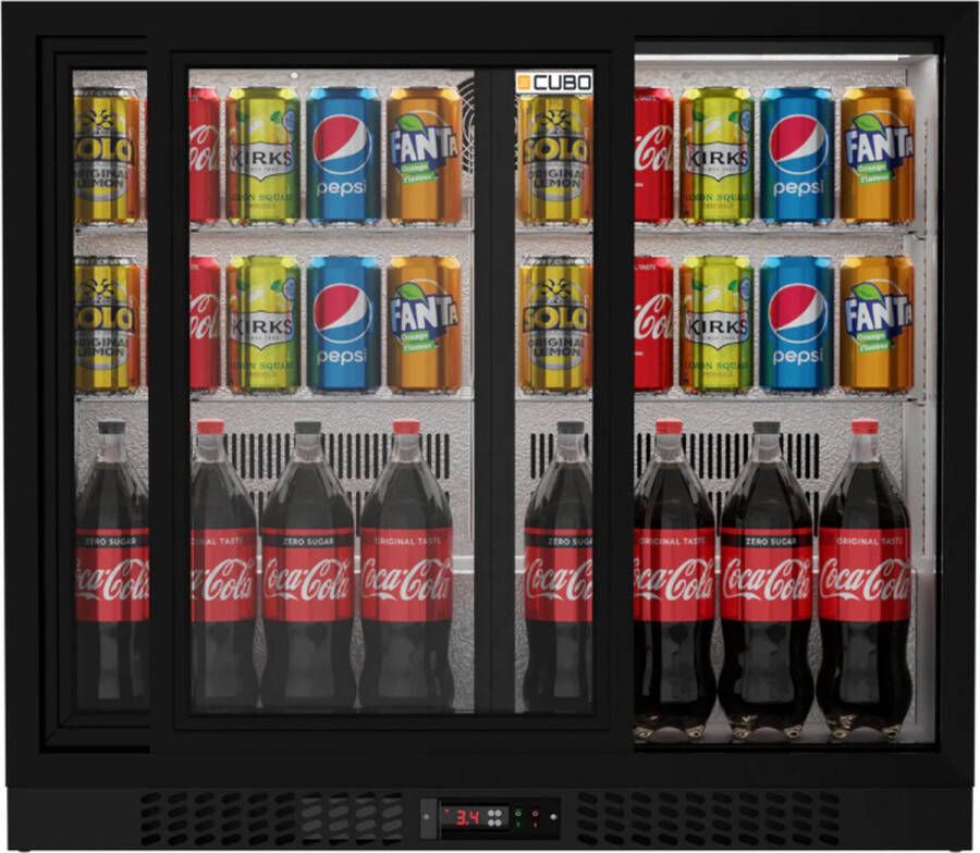 CUBO Barkoelkast 188L 2 Schuifdeuren van glas met laag profiel Afsluitbaar met slot CS-210SC-EE - Foto 2