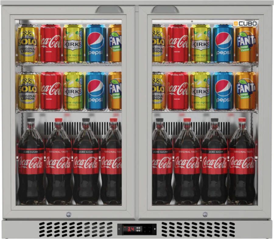CUBO Barkoelkast 207L 2 Scharnierende glazen deuren RVS Afsluitbaar met slot 195 Flessen Energiezuinig CS-210H-S-EE - Foto 2