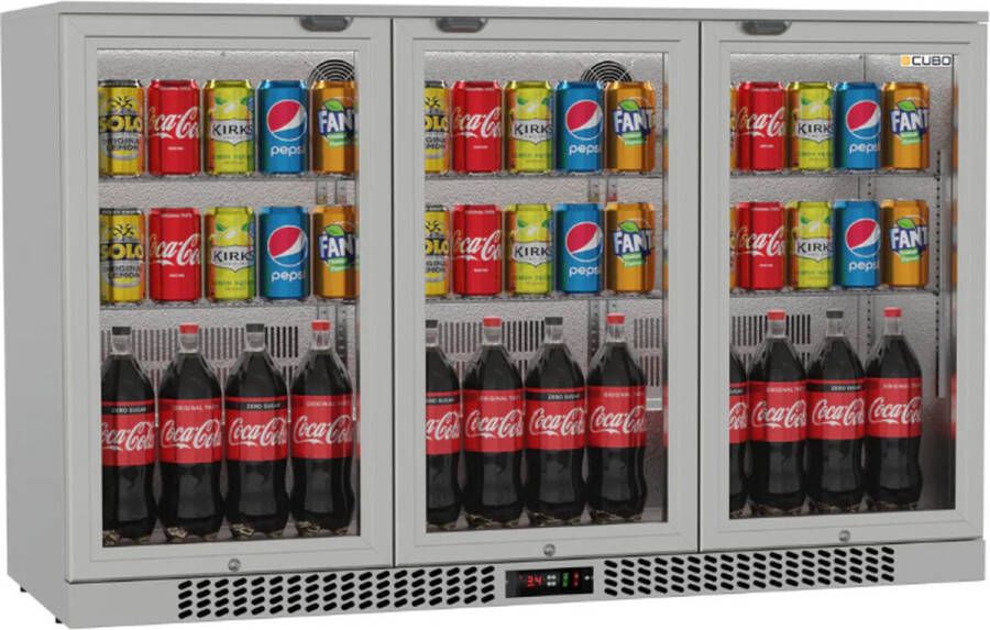 CUBO Barkoelkast 324L 3 Scharnierende glazen deuren RVS Afsluitbaar met slot 315 Flessen Energiezuinig CS-320H-S-EE Frigo - Foto 2