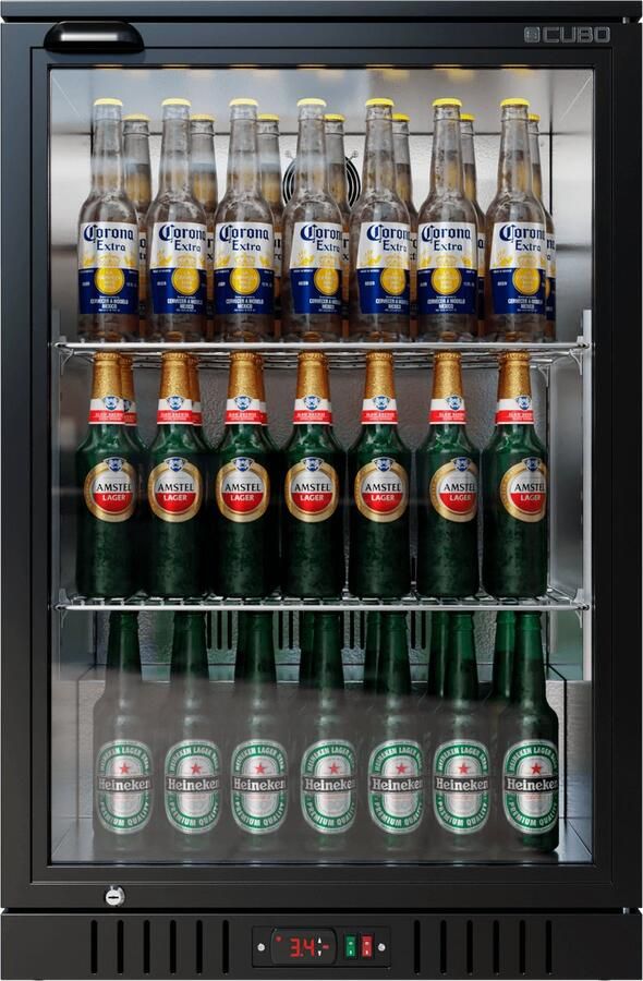 CUBO Barkoelkast 121L 1 Glazen Deur met Laag Profiel Afsluitbaar Energiezuinig CS-130HC-EE- Frigo