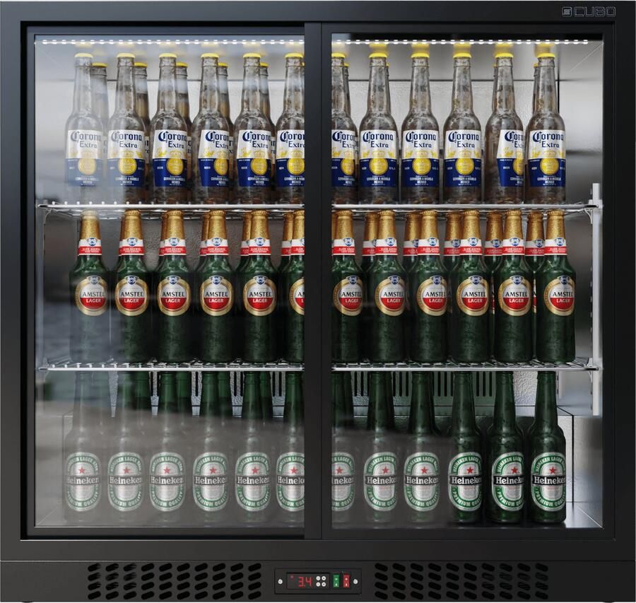 CUBO Barkoelkast 207L 2 Schuifdeuren van glas Afsluitbaar met slot CS-210S-EE- Frigo