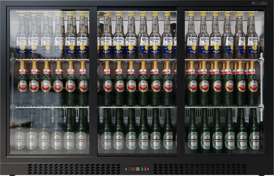 Barkoelkast 324L 3 Schuifdeuren van glas Afsluitbaar met slot CS-320S-EE Frigo
