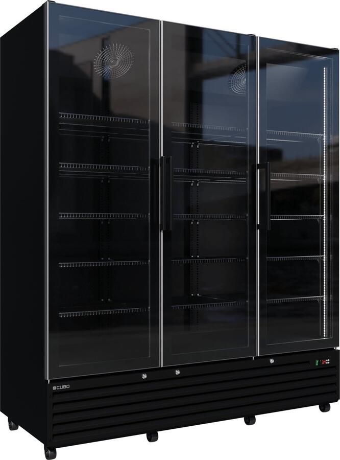 CUBO Barkoelkast glazen deur 1483 Liter – 3 Glasdeuren – 15 Legplanken – Zwart Interieur – CS-SU1500