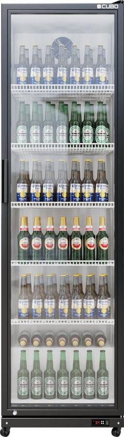 CUBO Drankenkoelkast 373L Glazen deur met LED-verlichting Afsluitbaar met slot Energiezuinig CS-390W