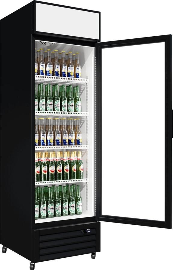 CUBO Horeca Koelkast 335L Glazen deur met reclamedisplay Afsluitbaar met slot Energiezuinig CS-370W-EE