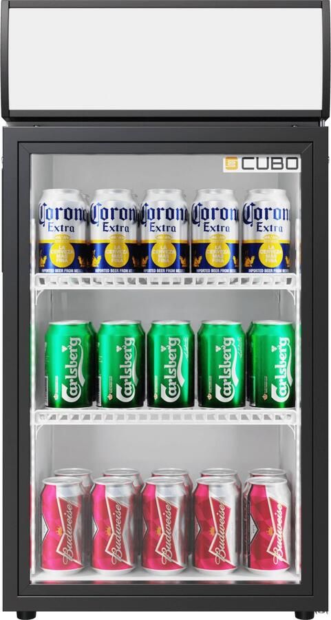 CUBO Tafelmodel Barkoelkast 59L 1 Scharnierende Glazen Deur Energiezuinig CS-50H-EE- Frigo