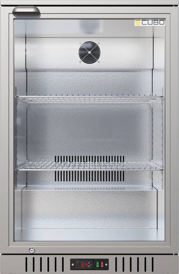 CUBO Barkoelkast 133L 1 Glazen deur RVS Afsluitbaar met slot 72 flessen Energiezuinig CS-130H-S-EE- Frigo