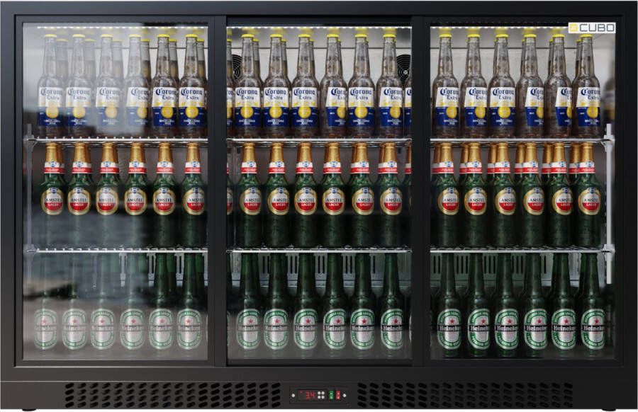 CUBO Barkoelkast 324L 3 Schuifdeuren van glas Afsluitbaar met slot CS-320S-EE Frigo