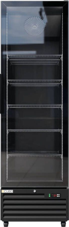 CUBO Horeca koelkast 361L – 1 Glasdeur – 5 Legplanken – Zwart Interieur – CS-SU400- Frigo