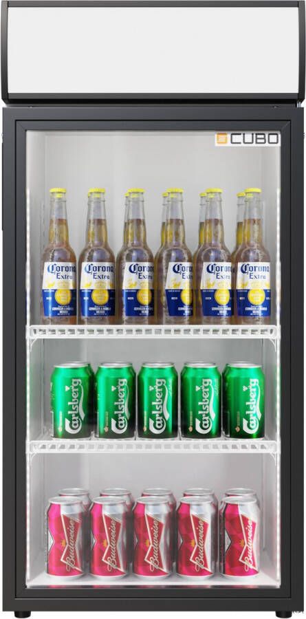 CUBO Tafelmodel Barkoelkast 84L 1 Scharnierende Glazen Deur Energiezuinig CS-80H-EE