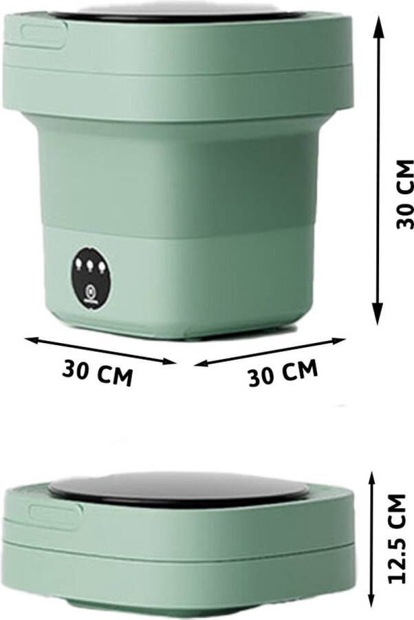 Daily essentials D-essentials mini wasmachine Inklapbaar Met centrifuge Draagbare wasmachine Opvouwbaar Kampeer wasmachine Groen