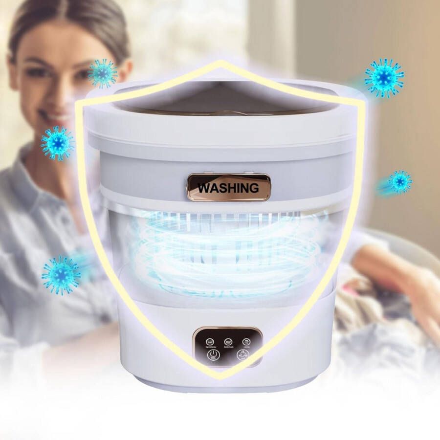 DailySupplies Mini Wasmachine met Centrifuge Voor Kleine Wasgoed Meerdere Programma's Grijs