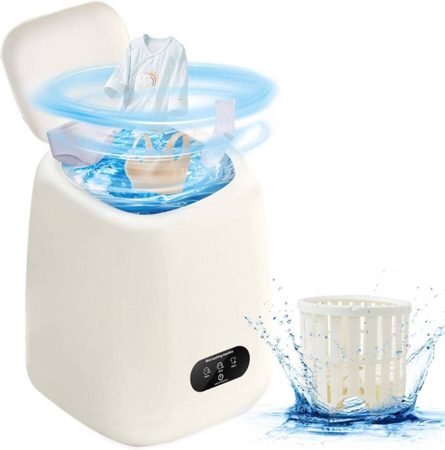 DailySupplies Mini Wasmachine met Centrifuge Voor Kleine Wasgoed Meerdere Programma's Wit