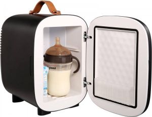 Dakta 4 L 6 blikken minikoelkast 2 in 1 kleine koelkast Koel- en verwarmingsfunctie slot Compacte drankkoelkast 9 V DC 220 V AC voor kantoren en slaapzalen drank cosmetica zwart