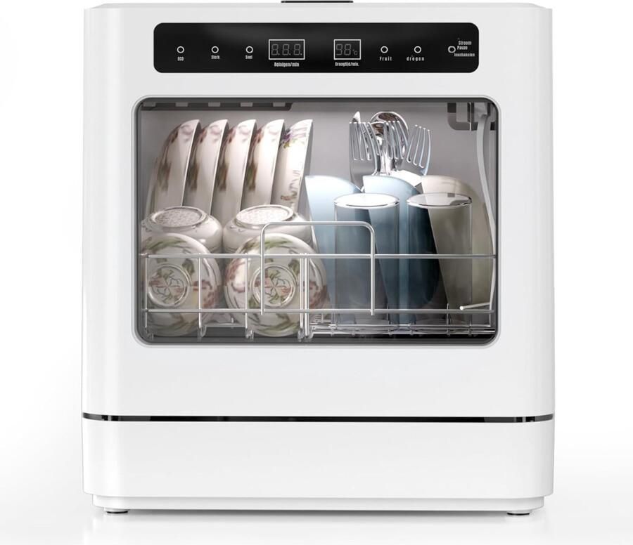 DNA Mini Vaatwasser Vrijstaande Vaatwasser Mini Wasmachine Wit 43cm x 46cm x 39cm