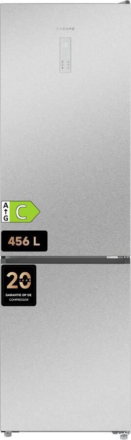 Dreame Mega Pro Koelkast 456L 201 CM No Frost Energieklasse C FreshFlex Multi-Moduszone AeroFresh Purificatie Inox Look Vrijstaand