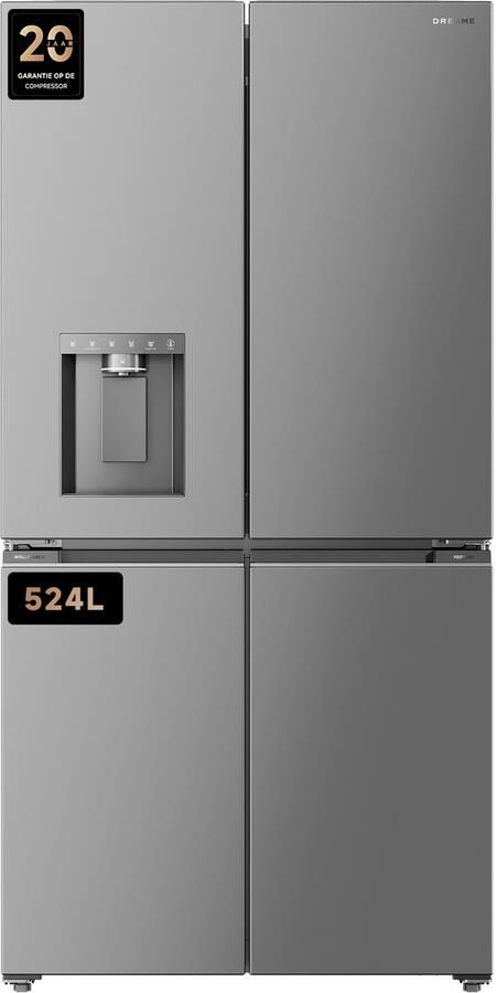 Dreame FizzFresh™ Koelkast DRC560WMXEEUP – Side-by-side met SparklingBar IceDUO Automatische IJsmaker MatteSilk RVS 456 liter WiFi Energieklasse E