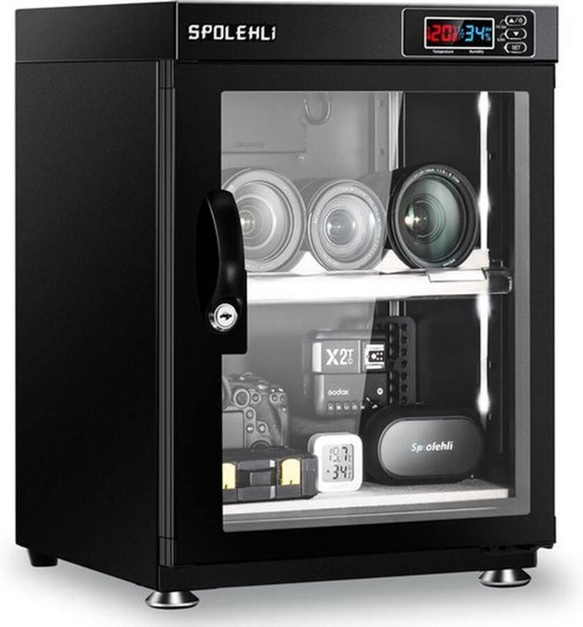 Droogkast Voor Camera's 35 Liter Inhoud Stille Werking ABS Materiaal Zwart Voor Elektronische en