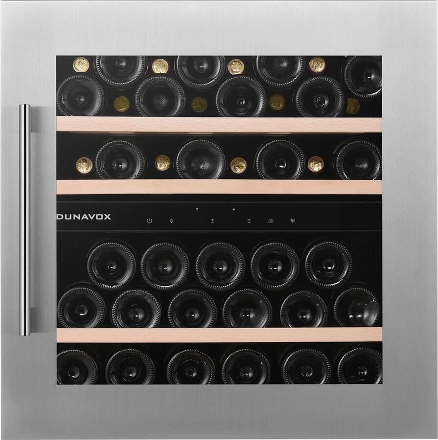 Dunavox Inbouwwijnkoelkast 2 zones voor 41 flessen RVS Nis 60 cm