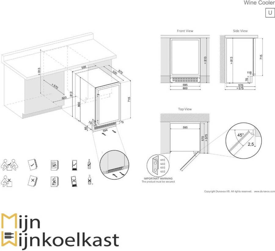 Dunavox Flow-40 Wijnkoelkast DAUF-40.138B 1 Zone