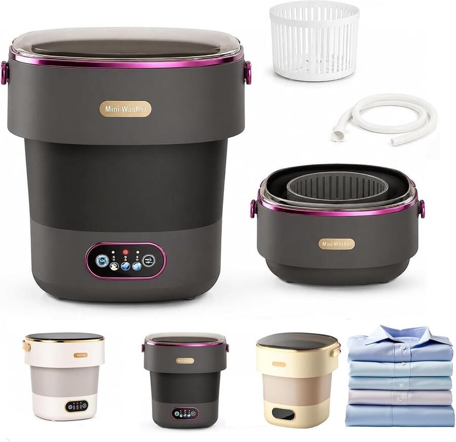 13L opvouwbare mini-wasmachine en centrifuge draagbare compacte was 3 reinigingsmodi voor kleding ondergoed sokken kamperen appartement reizen Purplish-black