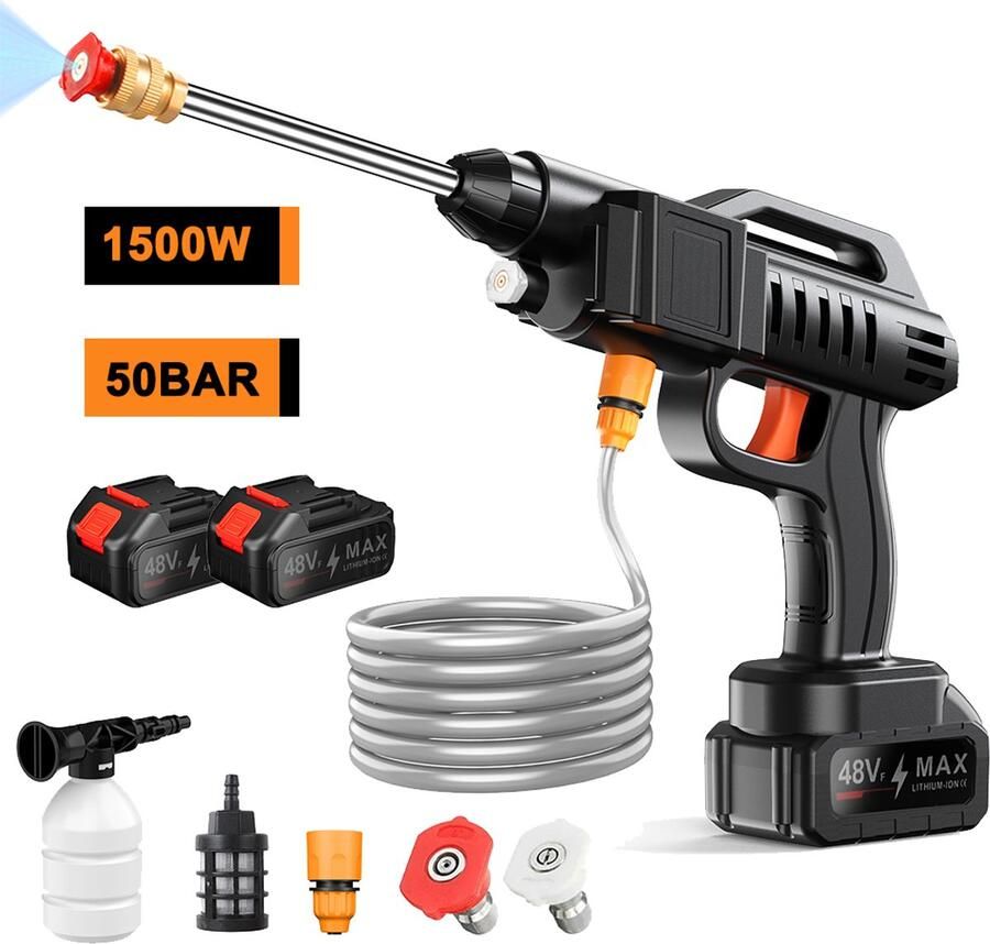 1500W Hogedrukreiniger Draadloos 21V Accu Spuitwaterpistool Wasmachine Accessoires