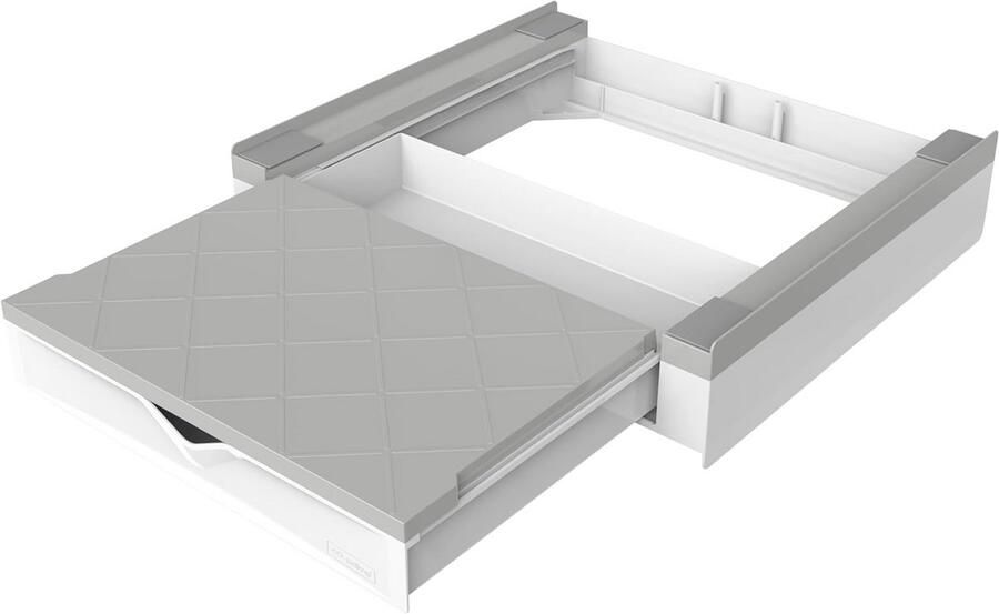 2-in-1 Wasmachine en Droger Houder met Uittrekbaar Rek en Opbergruimte