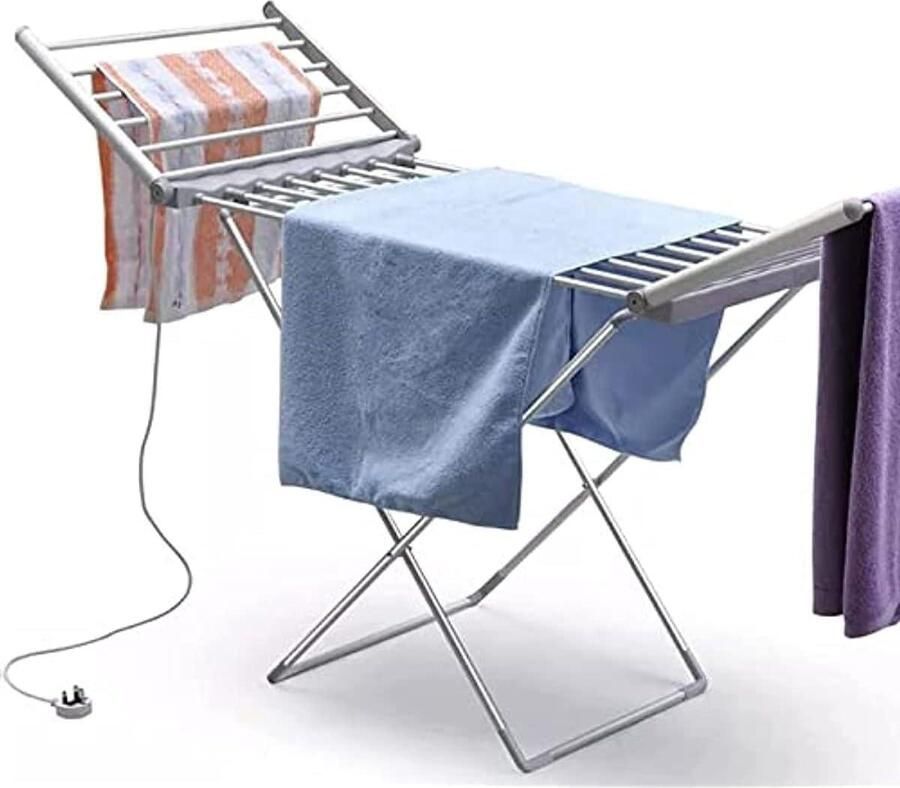 20 Bars Elektrische Verwarmde Kledingdroger Draagbare Opvouwbare Handdoekwarmer Droogrek X-Poten Stabiele Staande Verwarmde Droogrekken Energiezuinige Was-SANTUO Star of Light