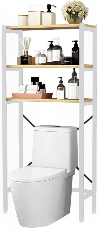 3-laags Ruimtebesparend Badkamer Organizer Plank voor Bovenste Toiletrek of Wasmachine Hout E1 en Staal Wasmachine rek